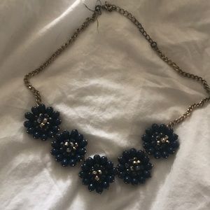 Navy flowers statement necklace